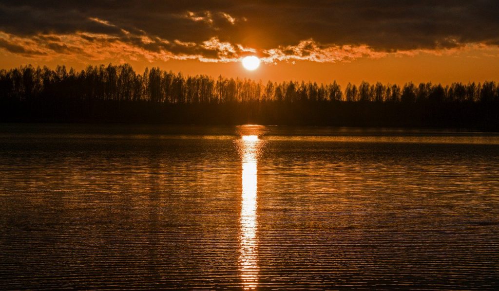 evening, sunset, water