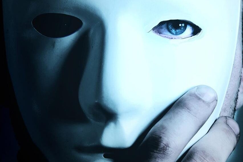 man, mask, blue eye